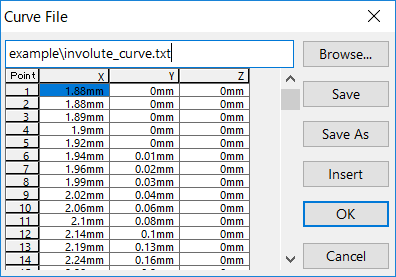 SOLIDWORKS screenshot of Curve File window