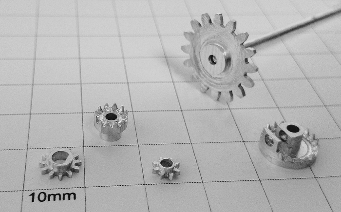 Five gears with different sizes