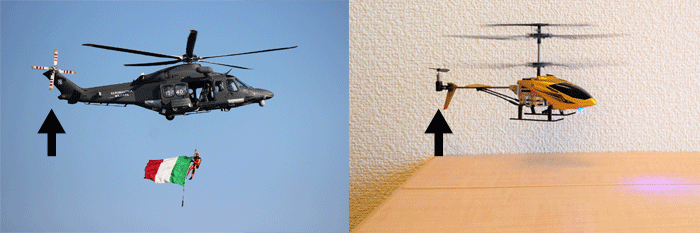 普通のヘリコプターとラジコンヘリのテールローター